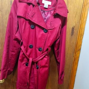Jones new york, women's x large, rain coat with hood, belt in a cinnamon color